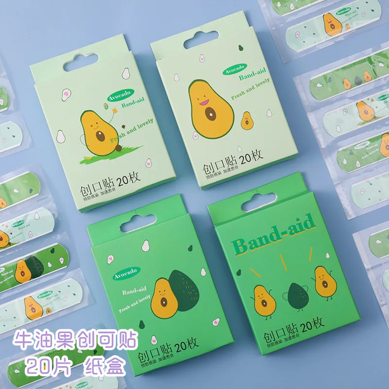 20pcs/box Cartoon Avocado Pig Pattern Band Aid for Children Baby Skin Plaster Wound Dressing Patch  First Aid Bandages