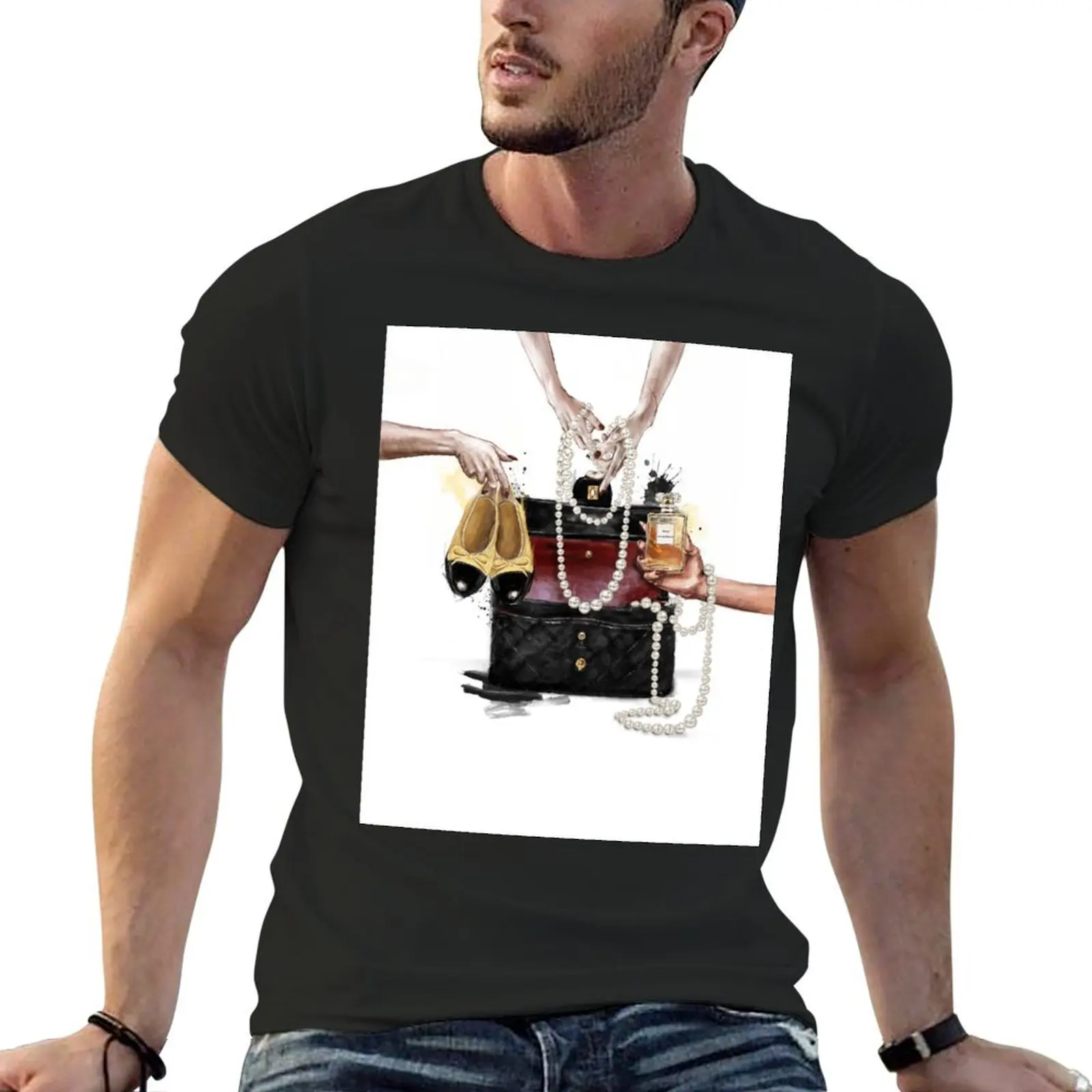 Perfume Bottle Pearls Bag Classic Shoes T-Shirt vintage t shirts shirts graphic tees t shirts for men pack