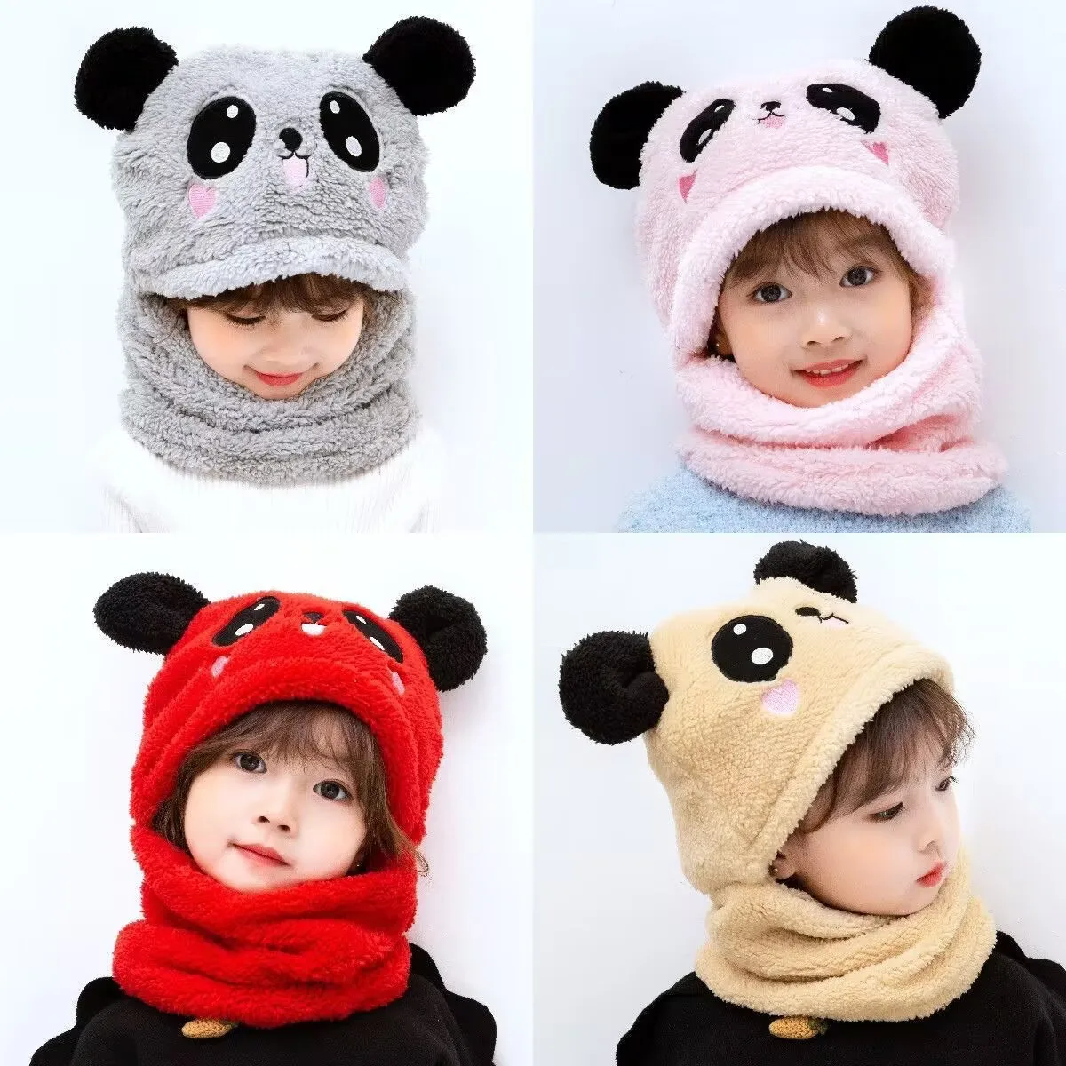 

Cartoon Hat for Girls Boys Scarf Thicken Cap Newborn Photography Baby Stuff Winter Children hat Plus Fleece Kids Caps 1-10Years