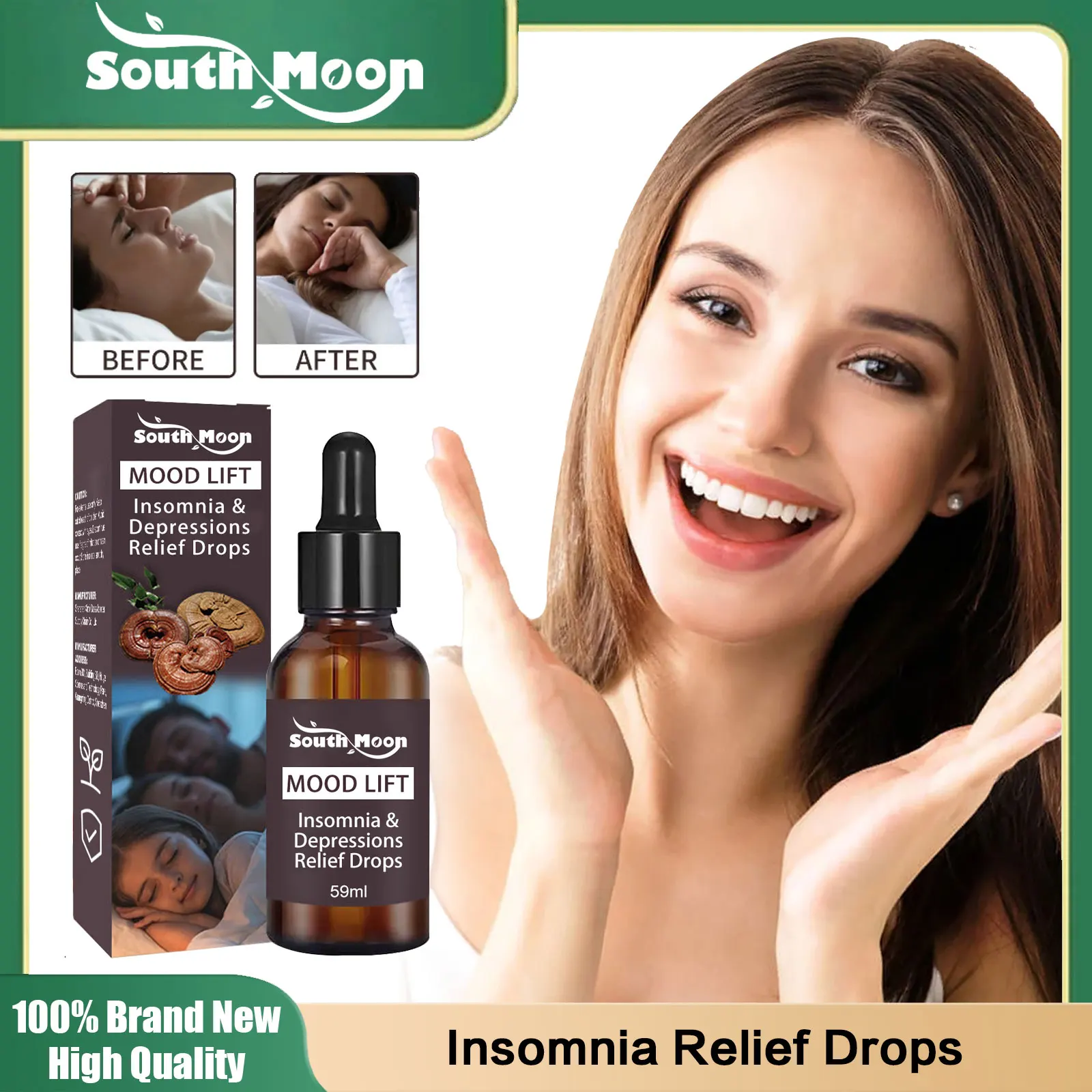 Insomnia Relief Drops Relieve Stress Anxiety Depression Therapy Promote Deep Sleep Body Relaxing Soothe Mood Essential Oil 59ml