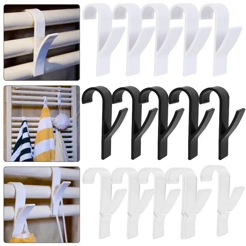 

5pcs S-Shaped Hanging Hooks Towel Radiator Rail White/Black Storage Racks Wardrobe Bathroom Home Hanger Clips Accessories Supply