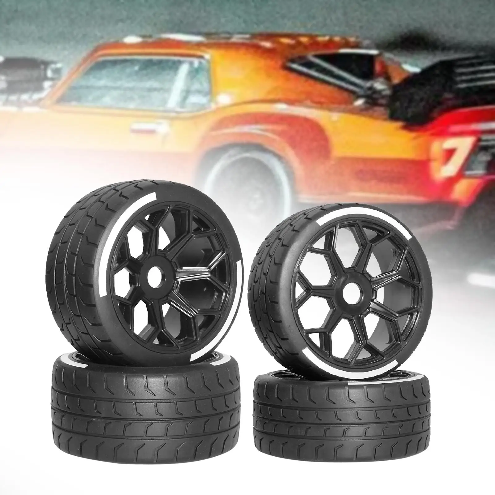 

4 Pieces 1:7 Scale RC Car Tyre Supply High Performance DIY Accs Hubs Wheel Replacement for Vehicle Truck Hobby Model Crawler