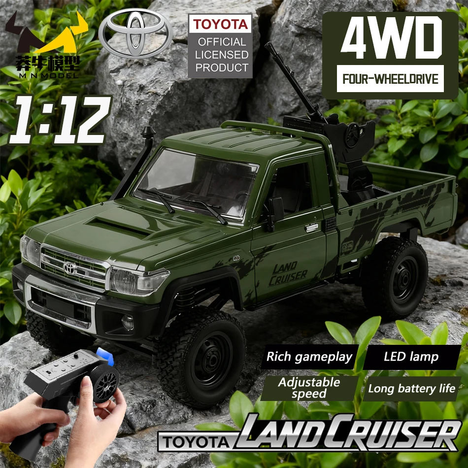 

MN MODEL 1/12 4WD RC Jungle Off-road Car All Terrain Adventure Vehicle Flak Gun Truck Rock Crawler Model Toy for Adult