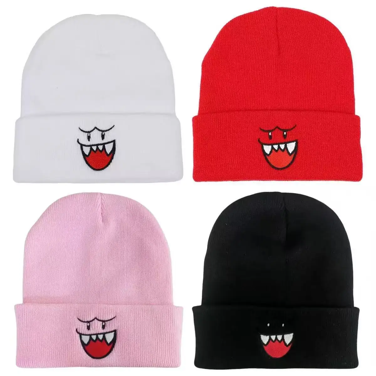 Unisex Cotton Cute Cartoon Embroidered Beanies Casual Hats Knitted Winter Hat Beanie Hard Hip Hop Hoodie Bonnet For Women Men