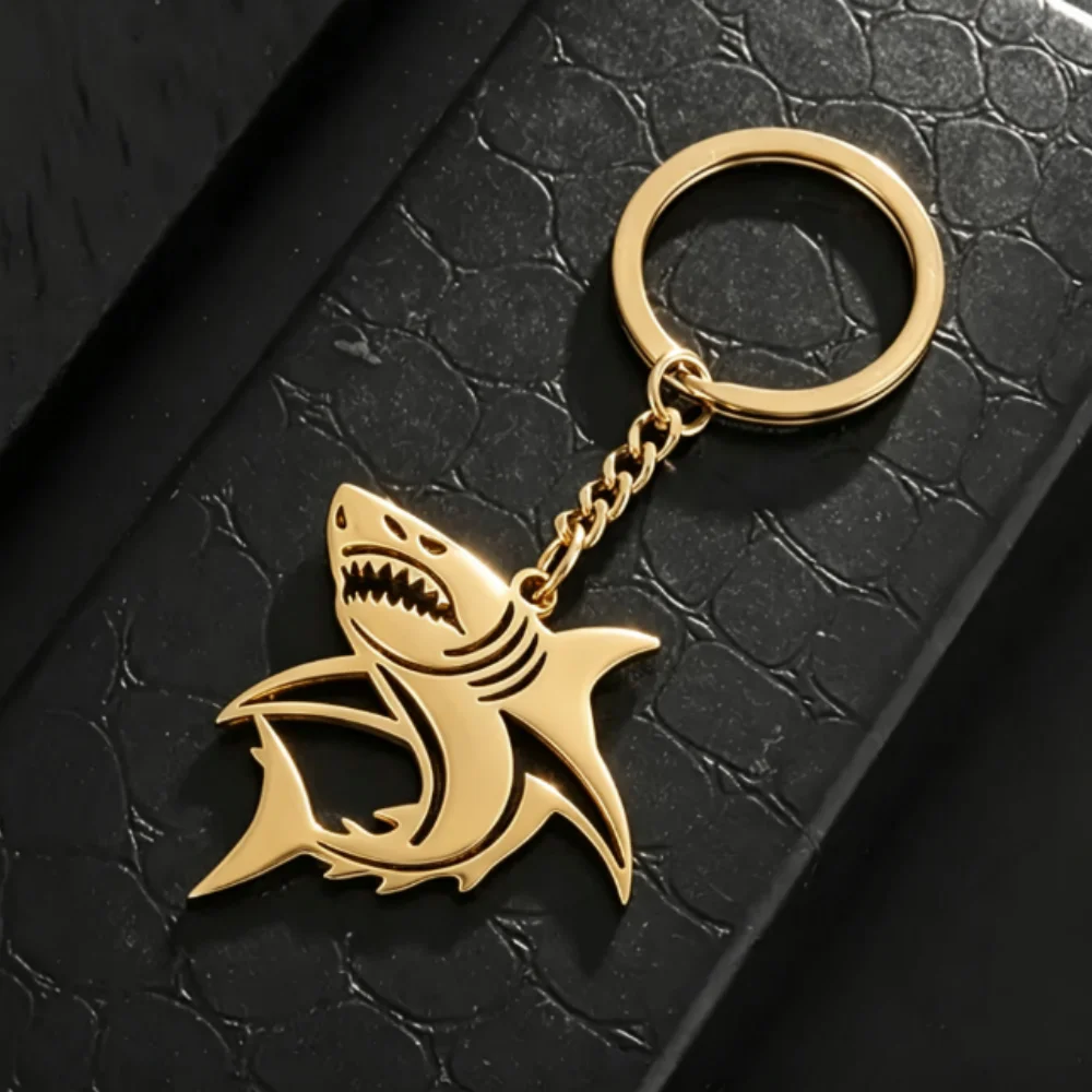 Custom Engraved Shark Metal Keychain, Hollow Animal Charm Key Ring, Personalized Gift for Men, Boys, Shark Fans