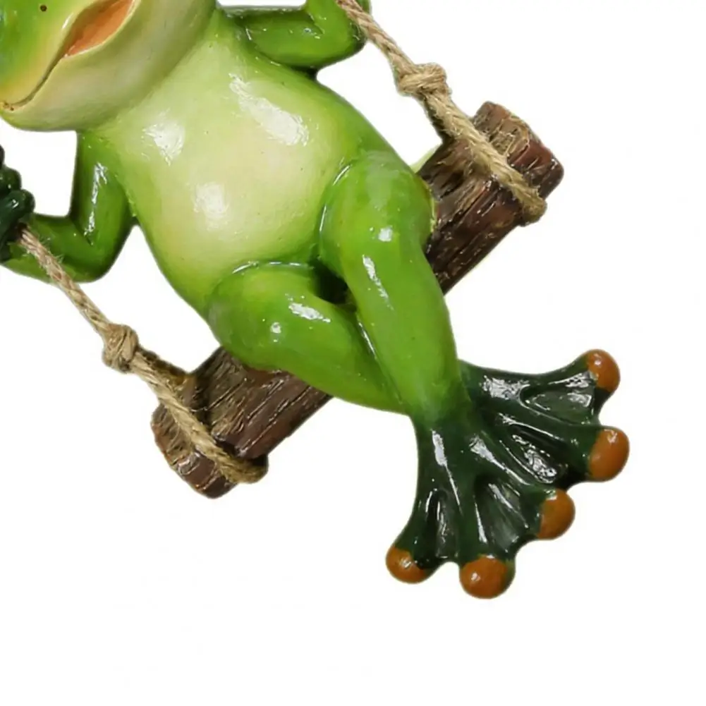 Garden Resin Frog Statue Unique Housewarming Garden Gift Garden Swing Frog Statue Whimsical Resin Hanging Ornament for Porch