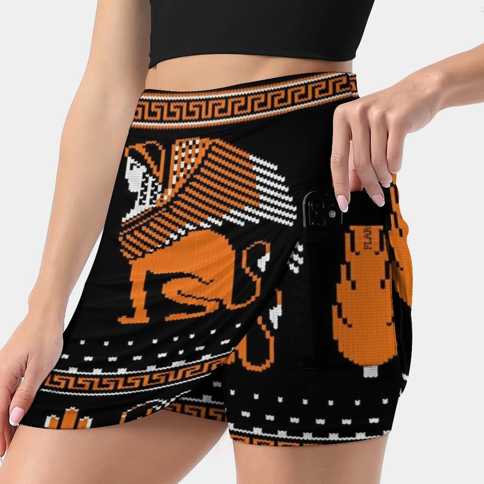 Ancient Knits-Greek Women's skirt With Pocket Vintage Skirt Printing A Line Skirts Summer Clothes Knit Winter Holiday Sweater