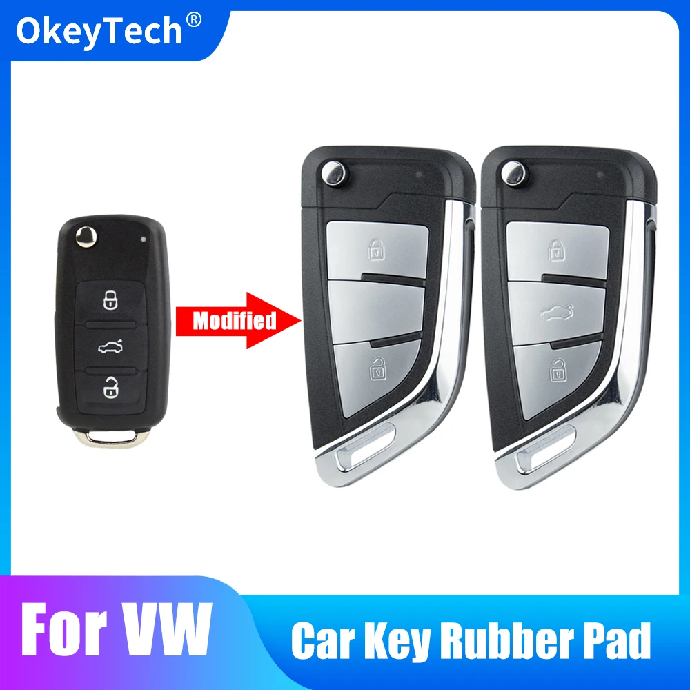 OkeyTech Nowa zmodyfikowana wersja etui na kluczyk samochodowy 2/3 przyciski do VW Volkswagen Golf Tiguan Polo Passat B5 Jetta Skoda Seat