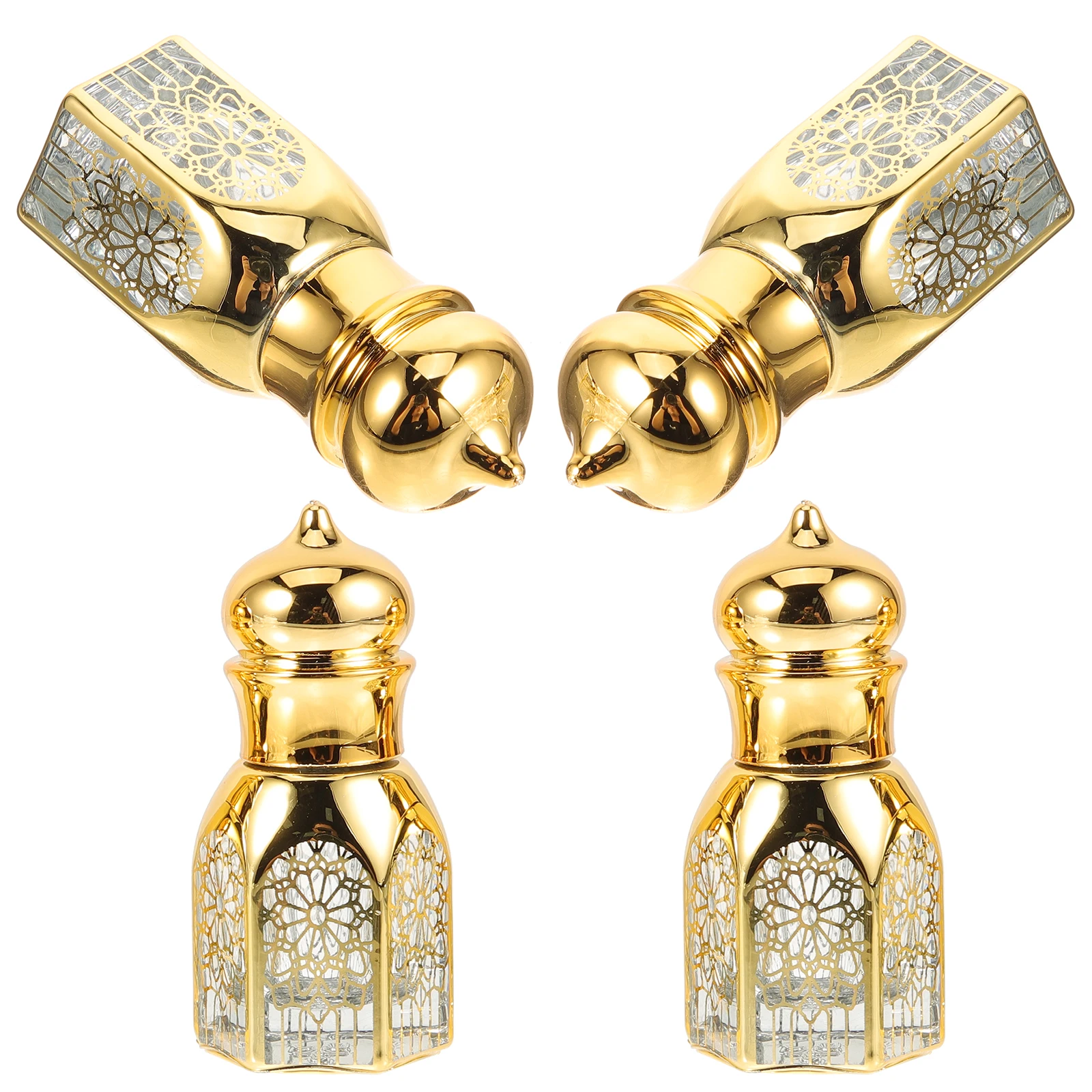 4 Uds Mini botellas de Perfume botellas de vidrio vacías de viaje recargables soporte de aceite esencial portátil botella de almacenamiento pequeña a prueba de fugas