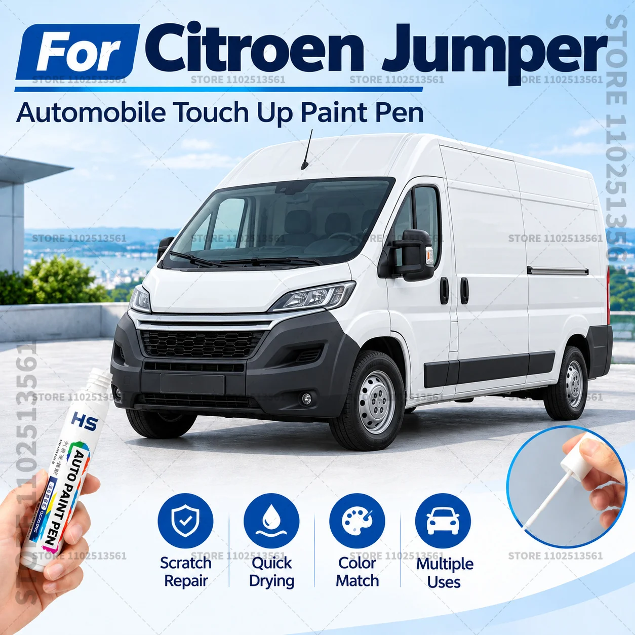 Car Scratch Remover Paint Pen Touch Up Marker for Auto Body Repair Door Bumper Fender Accessories For Citroen Jumper White Blue