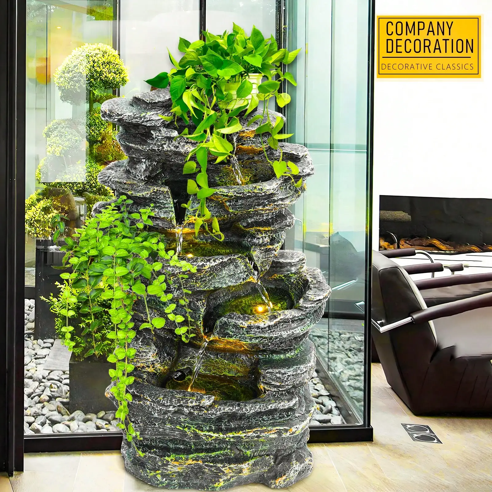 

Уличный фонтан-водопад из 6-ярусных каменных элементов, декоративный фонтан для двора, украшение для сада