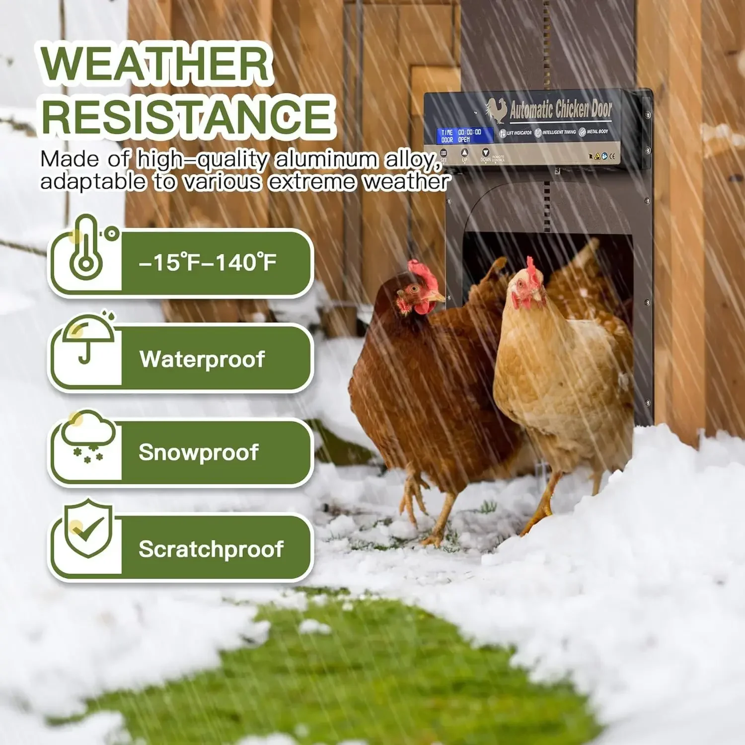 Automatic Chickan Coop Door Automatic opening and closing chicken coop door, anti-pinch chicken door