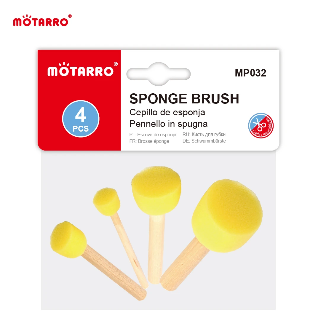 MOTARRO 4/5Pcs/Bag Sponge Paint Brush Original Wooden Handle Painting Graffiti Early Toy DIY Art Supplies Gifts Sponge