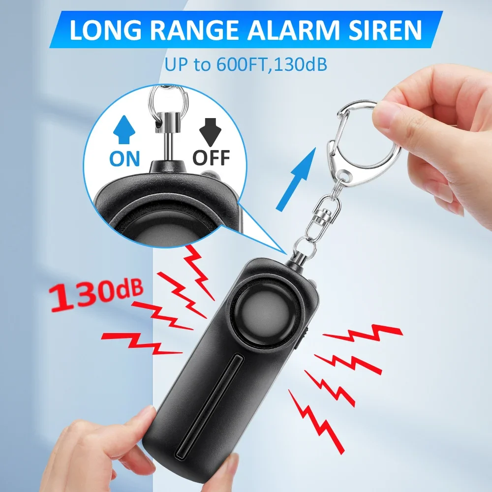 Women Anti Attack Emergency Alarm 130dB Self Defense Alarm Portable Personal Safety Alarm with Keychain for Kids Girls