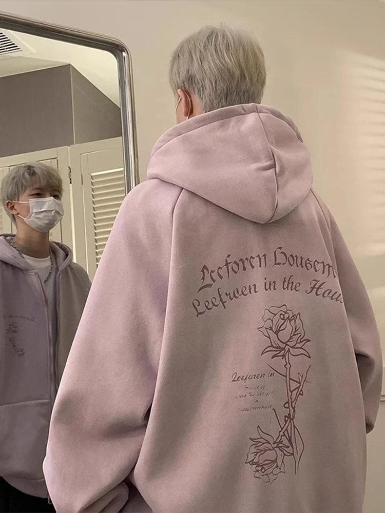 

Мужская толстовка из плотной замши на весну-осень, свободного кроя, с принтом, окрашенная воском, повседневная одежда для подростков