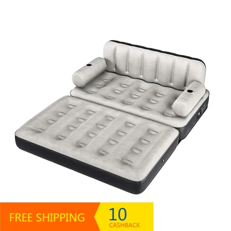 Integrated High‑Speed Pump Air Mattress with Pillow Inflatable Camping Mattress for Home Travel with Carry Bag & Repair Tools