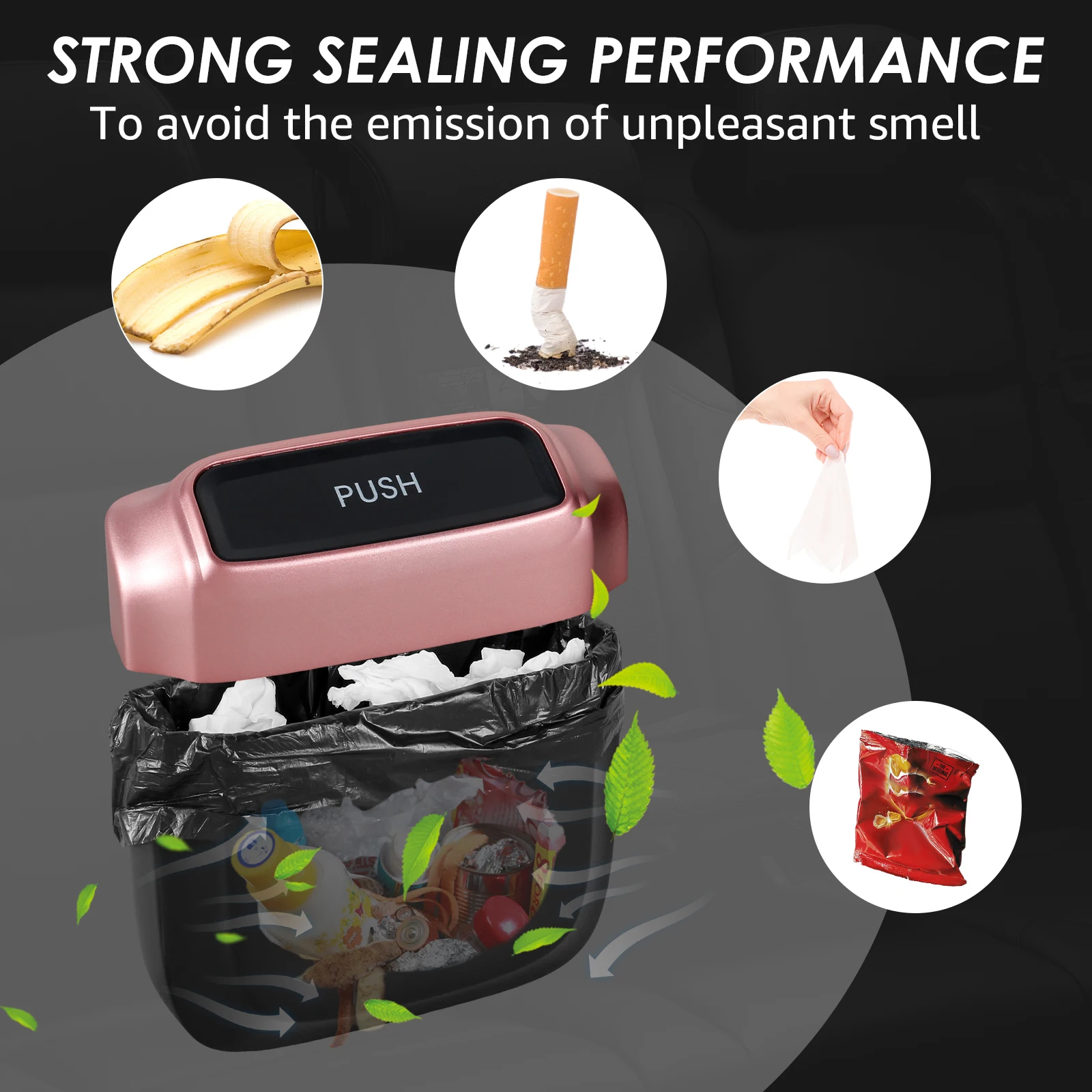 The New Car Trash Bin Hanging Car Trash with Lid Dust Case Storage Box Pressing Trash Bin Auto Interior Accessories Waterproof