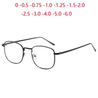 Gafas cuadradas antirayos azules para miopía, lentes graduadas con acabado de Metal para mujeres y hombres, anteojos para miopía, Stundent, 0-0,5-0,75 To -6