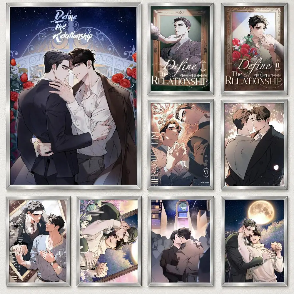 Romantic BL Manhwa Define the Relationship Poster Self‑Adhesive Waterproof PP Poster Coffee Bar Wall Art Home Decor