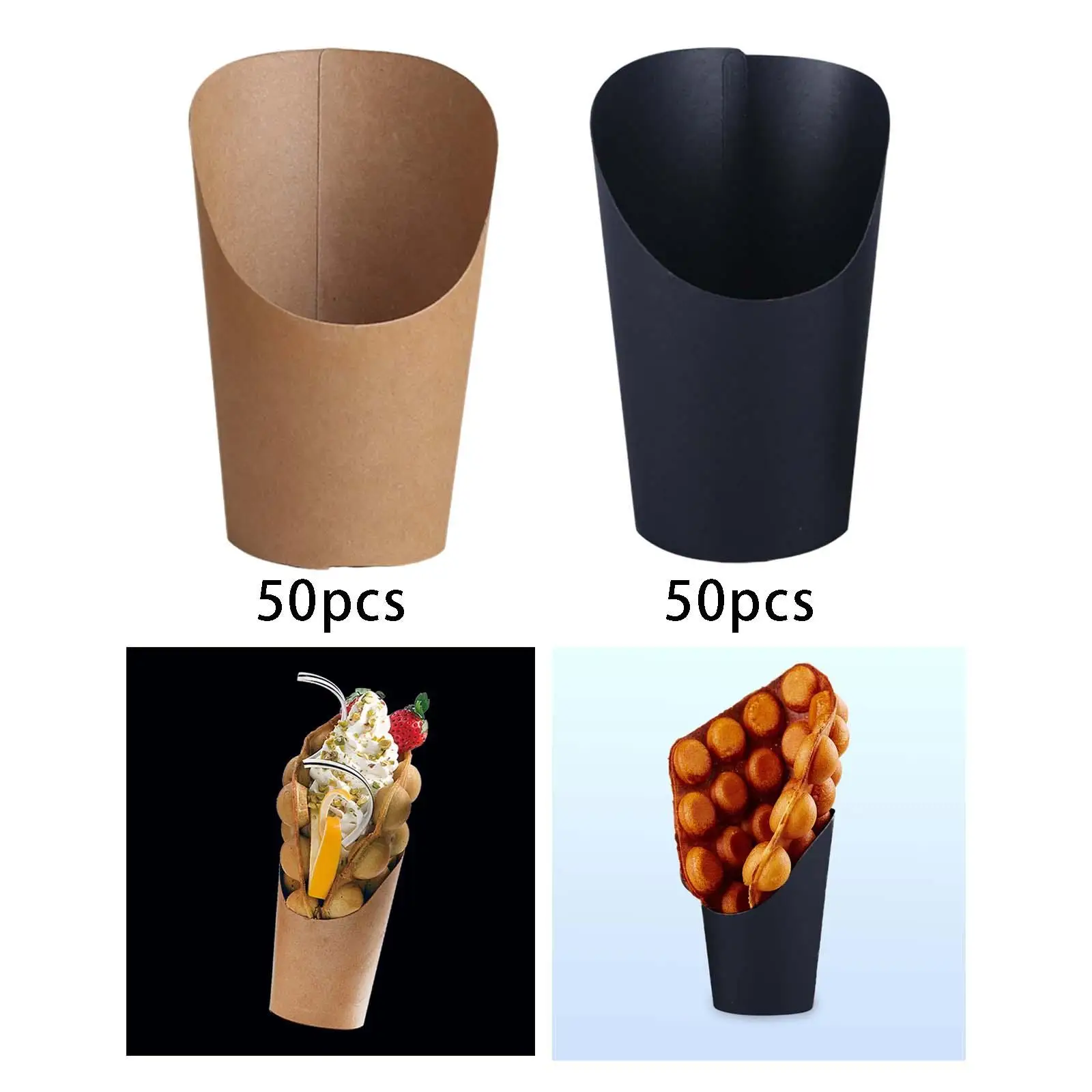 French Fry Cups Kraft Paper Cups Holder Slanted Chip Cups for Baking Store