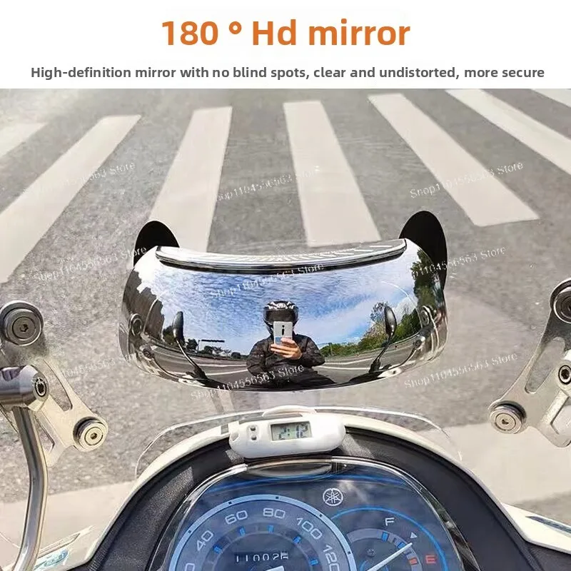Universal Modified Rearview Mirror for E-Motorcycles, Wide-Angle Panoramic Blind Spot Mirror, Fits Vespa with Mini Windshield