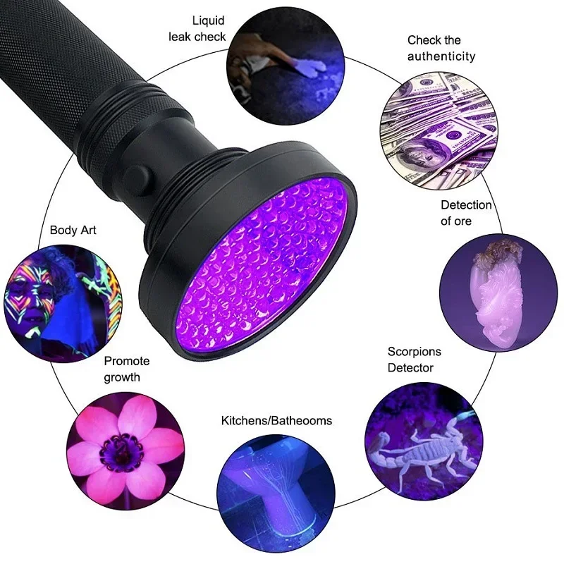 

100/51/21 LED UV Flashlight Black Light Super Bright Handheld Flashlight for Hotel Inspection Pet Urine Detector Scorpion