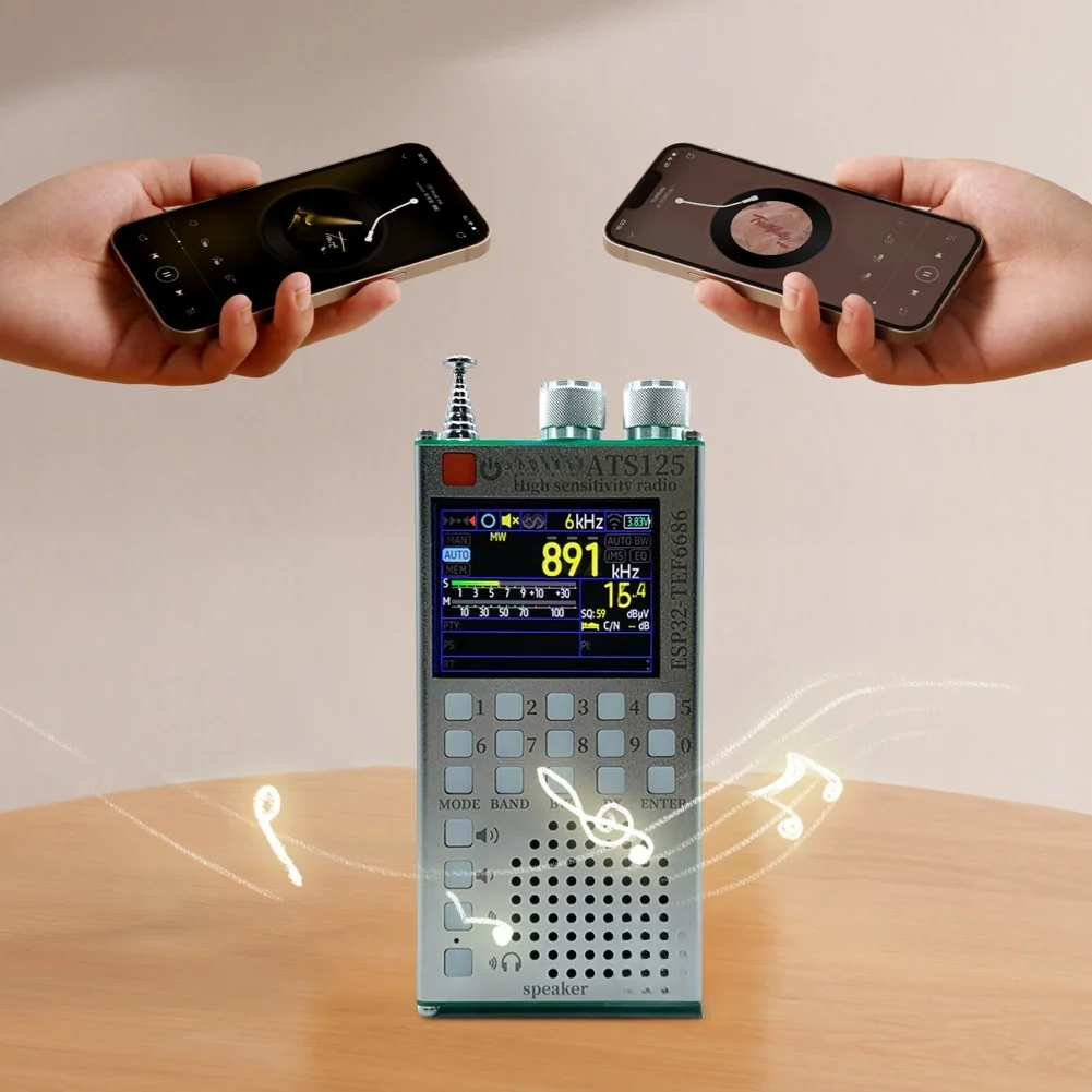 ATS125 Portable Radio Supporting FM SW LW Frequencies with TEF6686 Chip 2.4 Inch IPS LCD and 40mm Speaker ATS125