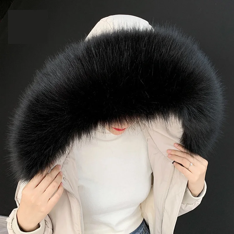 Winter Warm Faux Fur Collar Scarf Winter Fur Decor Thicken Down Coat Overcoat Hooded Collar Multicolor Fake Fur Scarf Decor