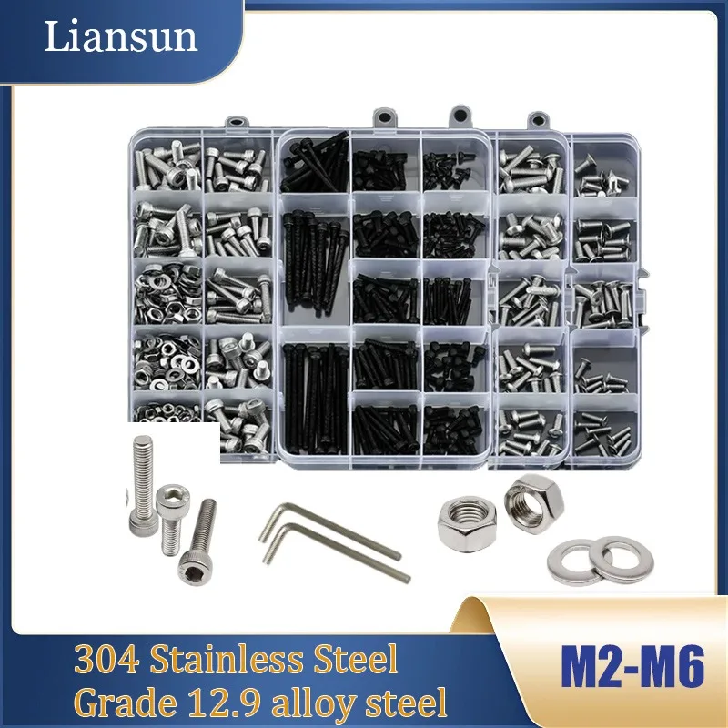 

Hexagon Hex Socket Cap Head Screw Bolt Nut Set M2 M2.5 M3 M4 M5 M6 304 Stainless Steel Hexagon Socket bolt nut and gasket set