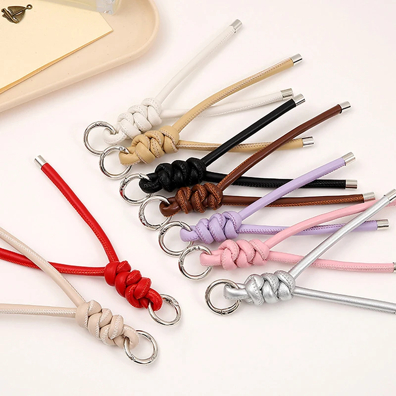 

Creative Colorful Braided Lanyard Keychain Anti-Lost Knot PU Rope Keyring Car Backpack Pendant