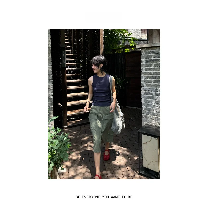 

Slim Fit Color Casual Top Women's Tank Top Sli Summer New Arrival Pure Color Vest Breathable Cotton Blend Fabric