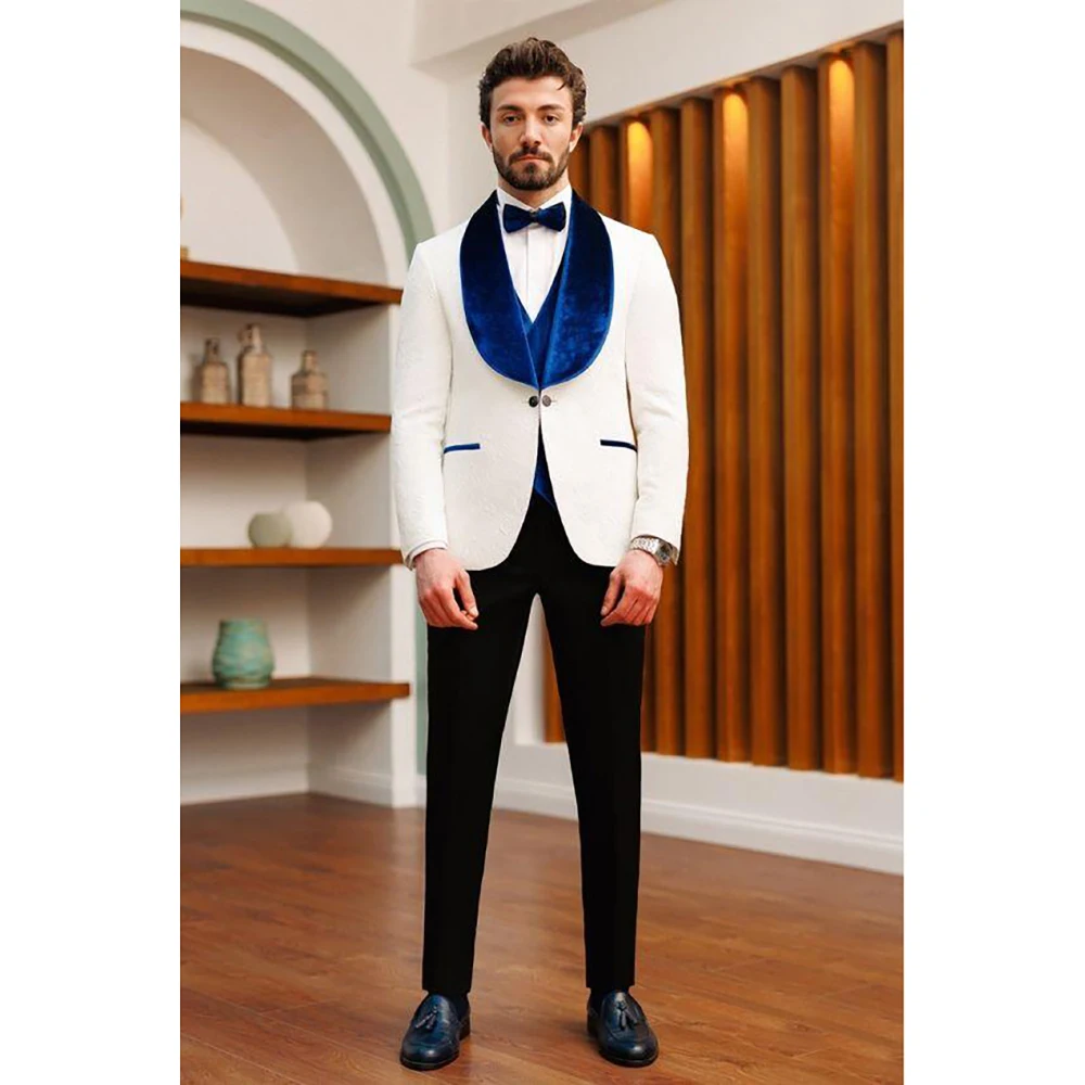 High Quality Single Buckle Men Suits 3 Pieces Blazer+Pants+Vest Handsome Celebrity Wedding Formal Work Causal Tailored Set