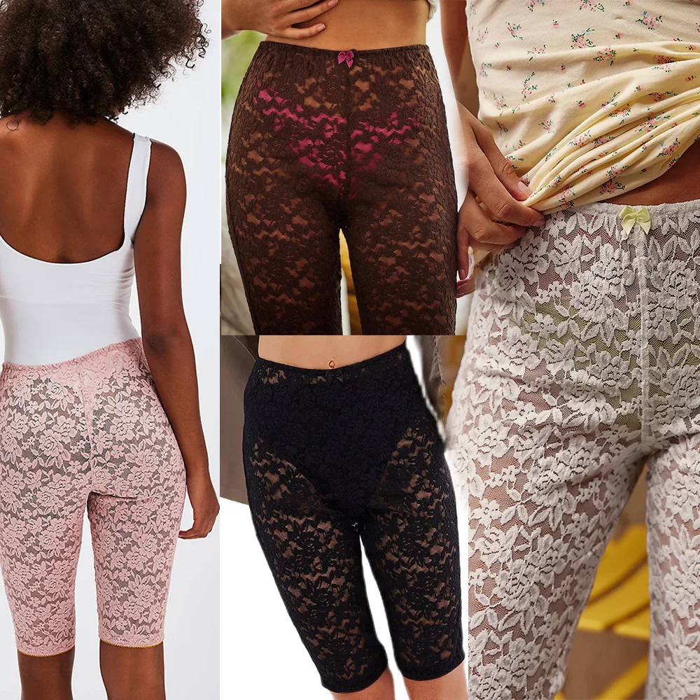 

Sexy Lace See-through Sporty Shorts Women's Summer New Arrival 18007 Style Commute Tight Fit Polyester Fiber Casual Pants