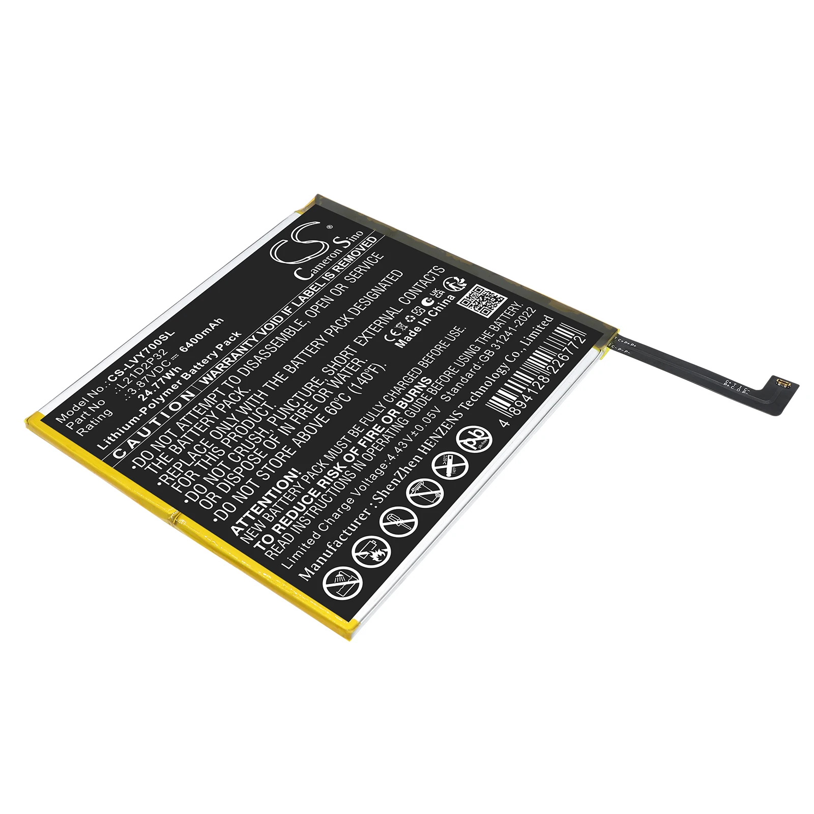 Cameron Sino 3.87V 6400mAh Tablet Battery L21C2P32 L21D2P32 L21L2P32 L21M2P32 SB18D21931 for Lenovo Legion Y700 TB-9707F