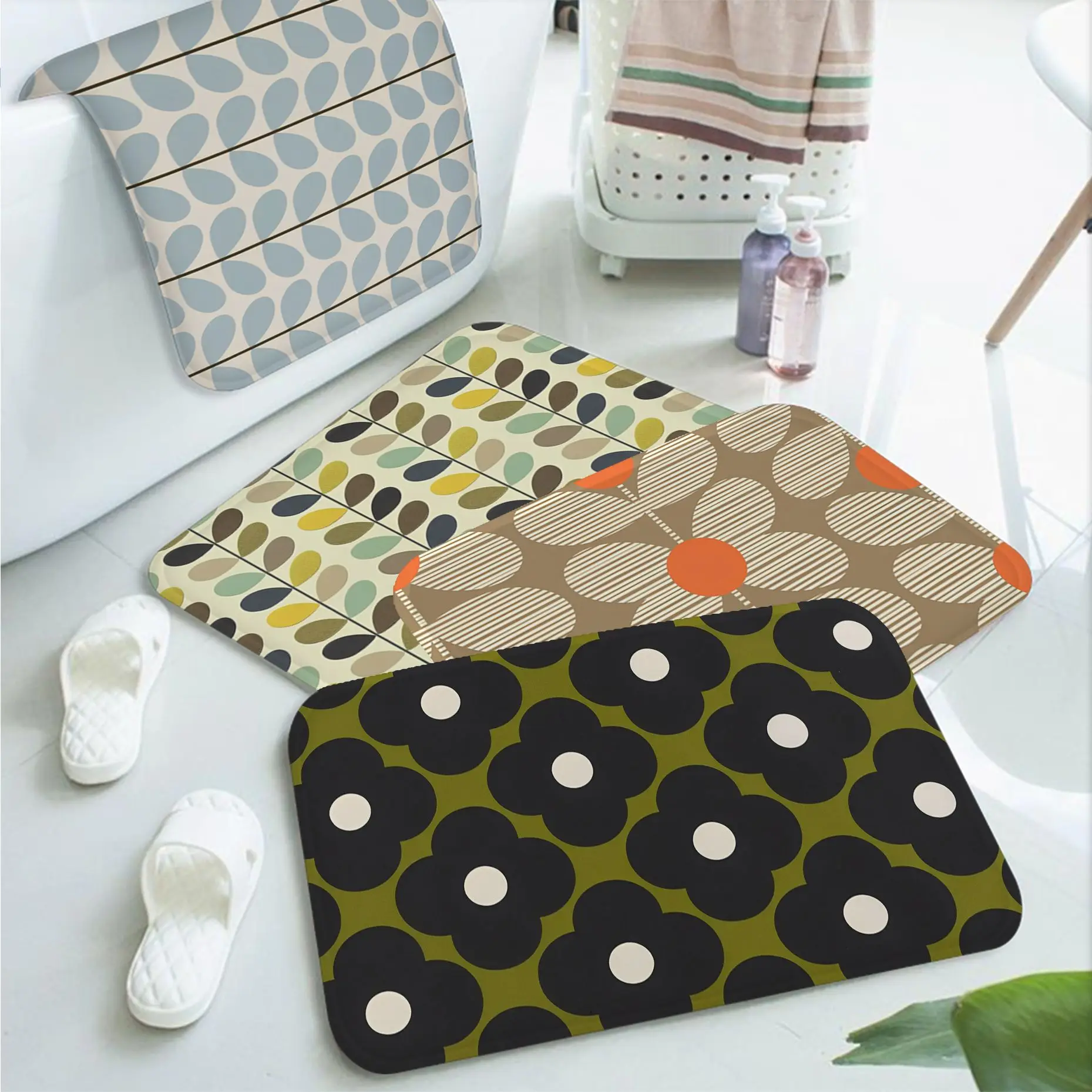 Orla Kiely Leaf Flower Long Rugs Anti-slip Absorb Water Long Strip Cushion Bedroon Mat Doormat Area Rug