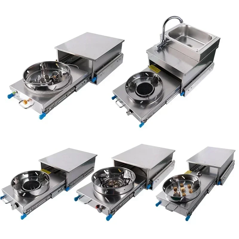 

Excellent Best Seller First Hot Sales RV Stainless Steel Sink With Gas Stove Slide Out Kitchen For Camper Trailer Caravan Motorh