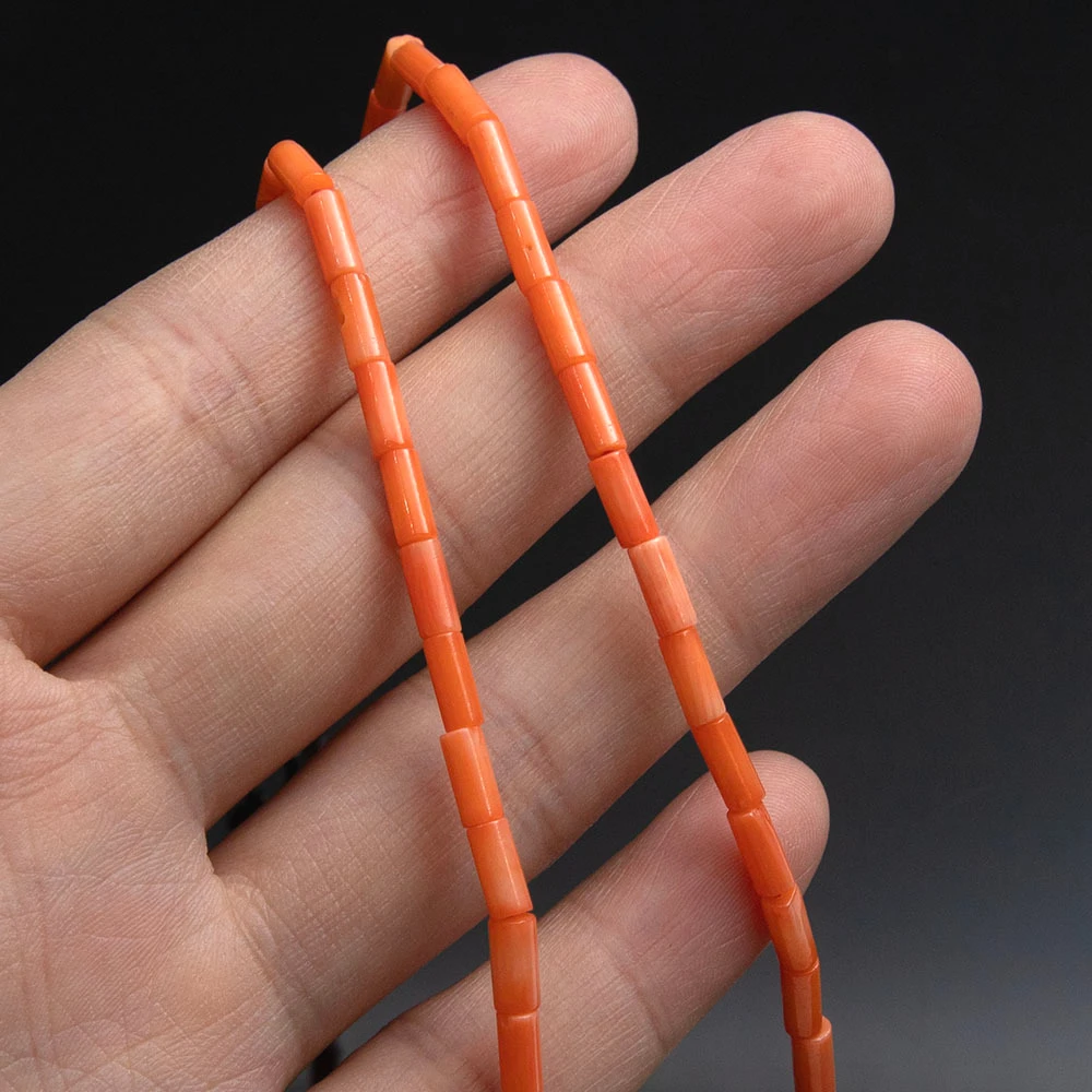 

Tube-Shaped Orange Natural Coral Necklace 3x7mm Classic Feminine Fashion Jewelry Valentine's Day Gift