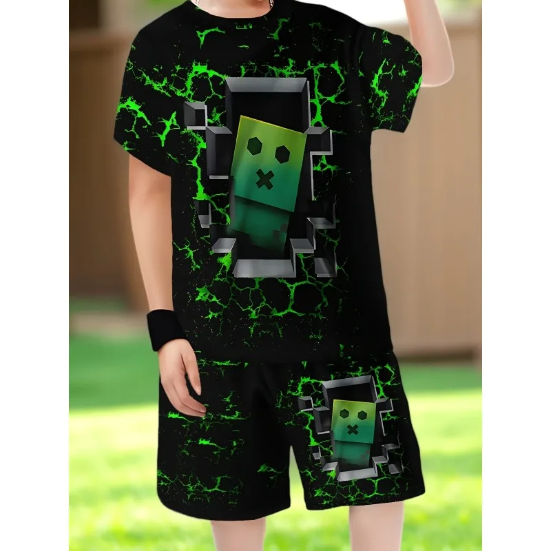 2025 Summer Men's Fun 3D Printed Short Sleeved T-shirt and Shorts Set for Casual Sports Outdoor 3D Printing