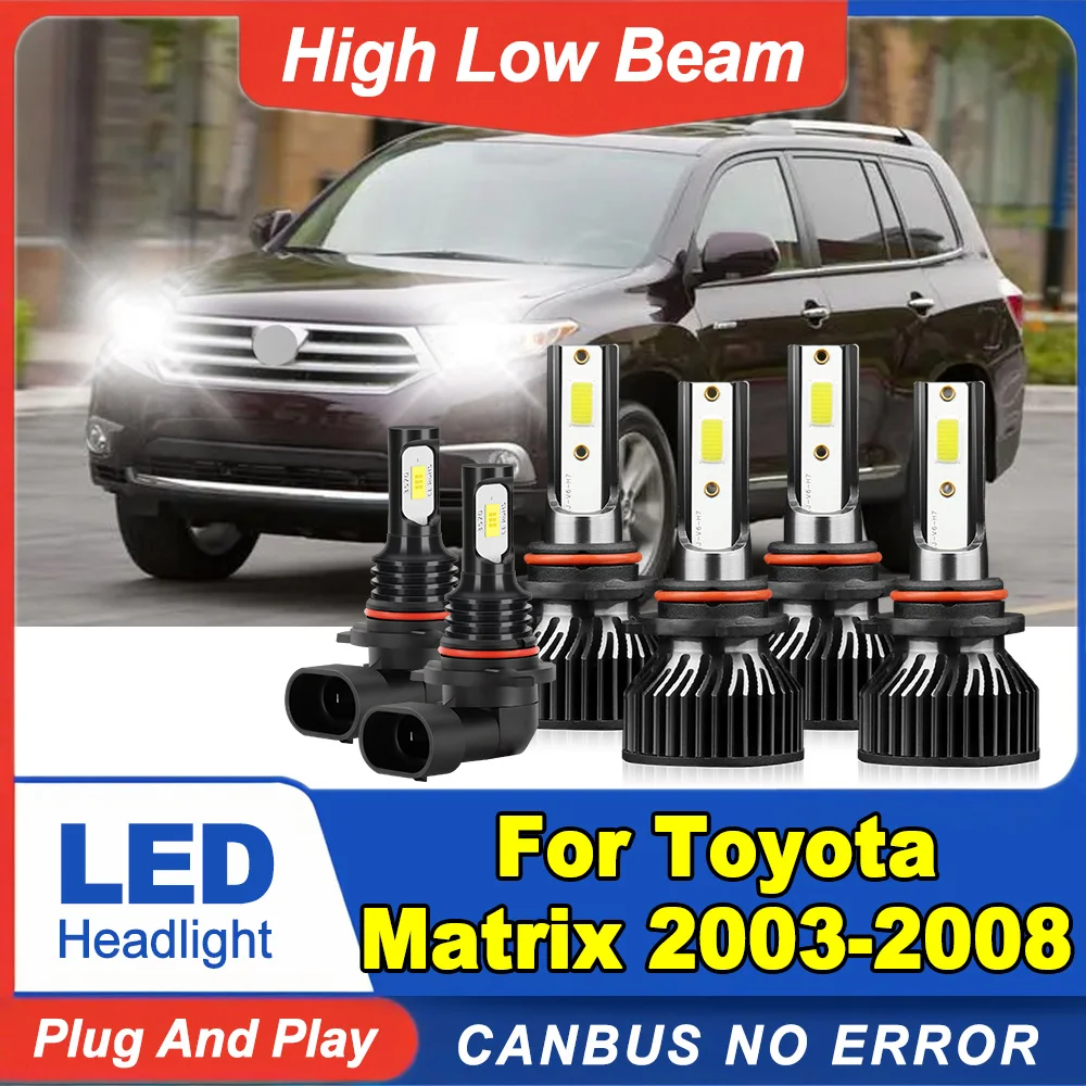 

6000K Super White High Low Beam LED Headlights 40000LM 9005 9006 Plug And Play Front Headlights 12V For Toyota Matrix 2003-2008