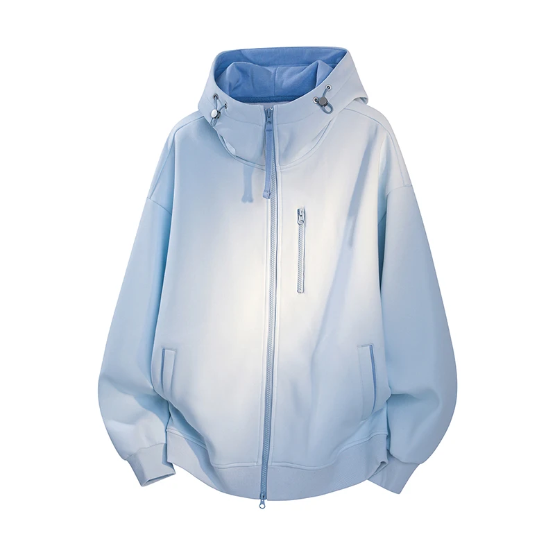 

Solid Color Casual Zipper Men Hoodies Loose Comfortable Hooded Sweatshirts Fashion Simple Male Clothes Spring Autumn All-match
