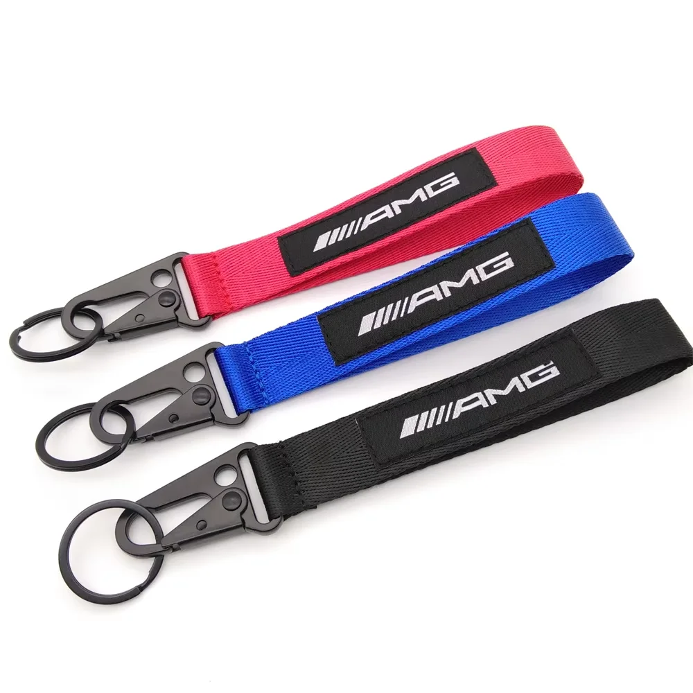 AMG Keychain Nylon Wristband Keytag Blue Black Red For W211 W212 W204 W203 W639 W638 W205 W177 W176 W214 Car Accessories Gadgets