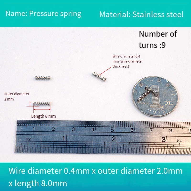 Compression Spring Wire Diameter 0.4mm Cylidrical Coil Small Return Compressed Springs Release Pressure Spring Steel 20Pcs