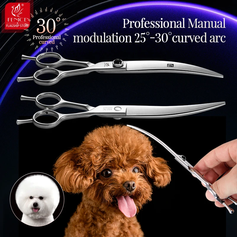 Imagem -05 - Fenice Professional Dog Grooming Scissors Grupo Reto Mais Fino Curvo Ferramenta de Tesouras Wmark Wmark 6.5 7.5