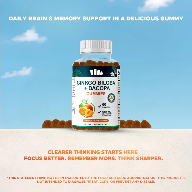 

Вегетарианские капсулы с листьями гинкго билоба, 60 капсул в бутылке, натуральная добавка для когнитивной поддержки