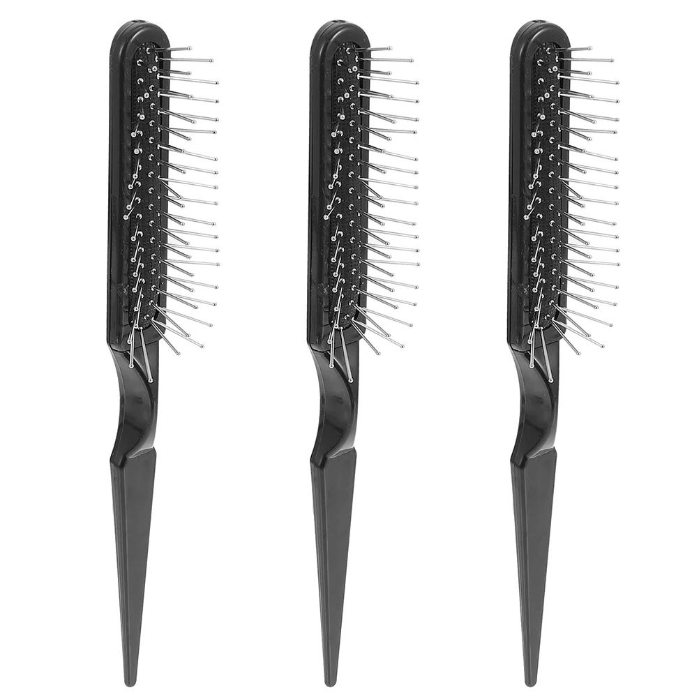 

3 Pcs Curly Wigs Hair Comb for Women Brush with Rat Tail Pick Arc Styling Airbag Massage Black Miss