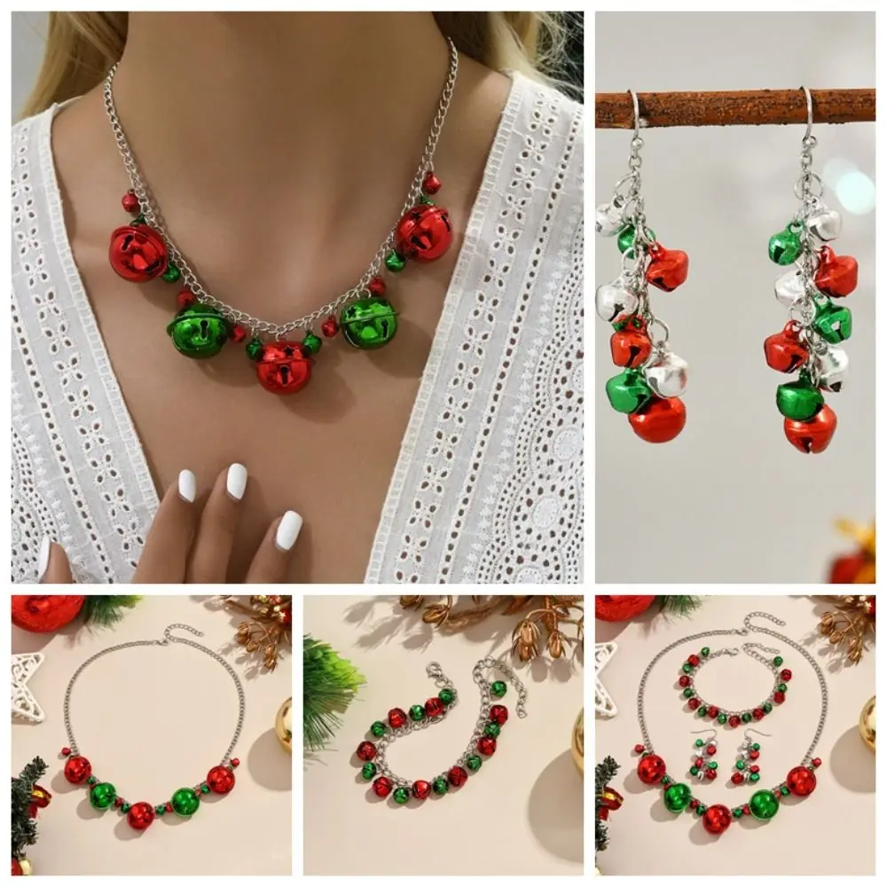 Necklace Christmas Bell Jewelry Set Personality Earrings Jewelry Accessories Xmas Clavicle Chain Bracelet Alloy Gift