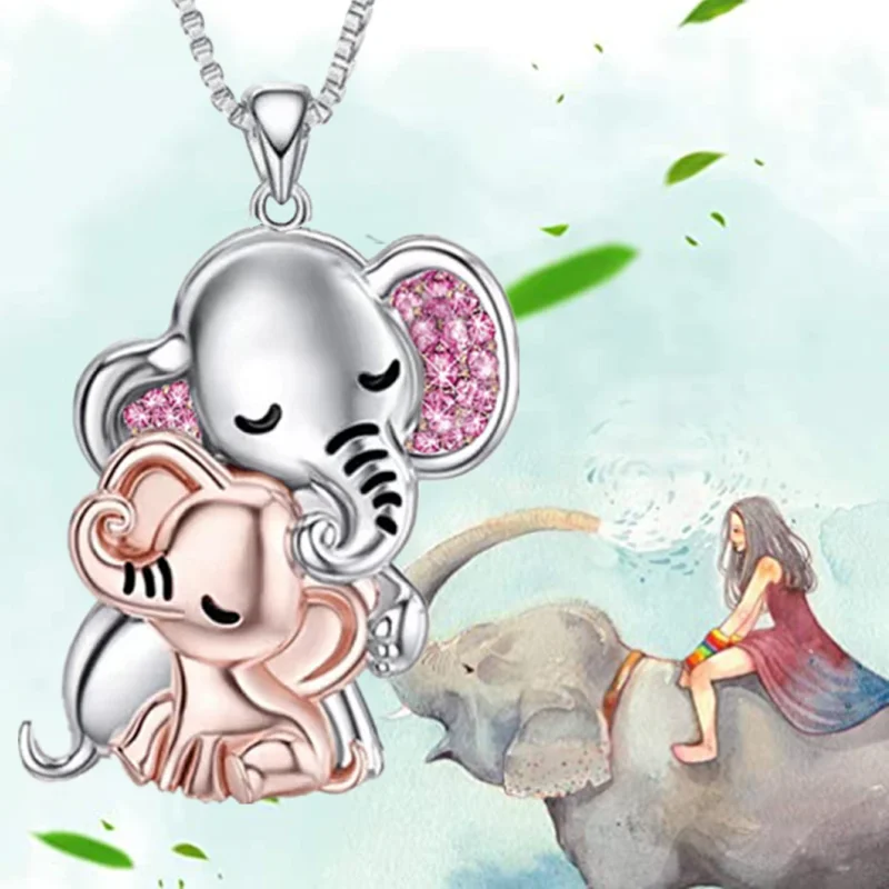 Fashion Elephant Necklace Two-color Stainless Steel Animal Pendant Engagement Necklaces for Women Animal Jewelry Halloween Gift