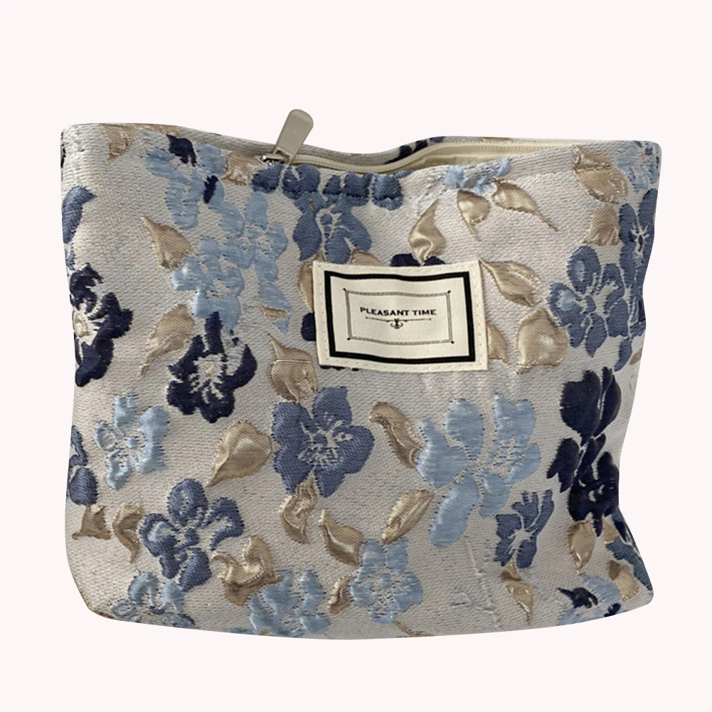 Relief Flowers Makeup Pockets Large Capacity Simple Mobile Phone Bag Portable Multi-function Fashion Casual for Weekend Vacation