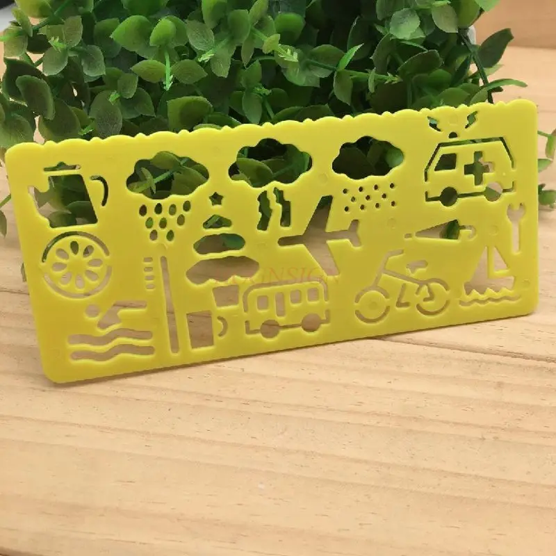 4 peças de desenho de modelo de estudantes do ensino fundamental, régua de jardim de infância, modelo de forma, relatório manuscrito, régua em forma de animal