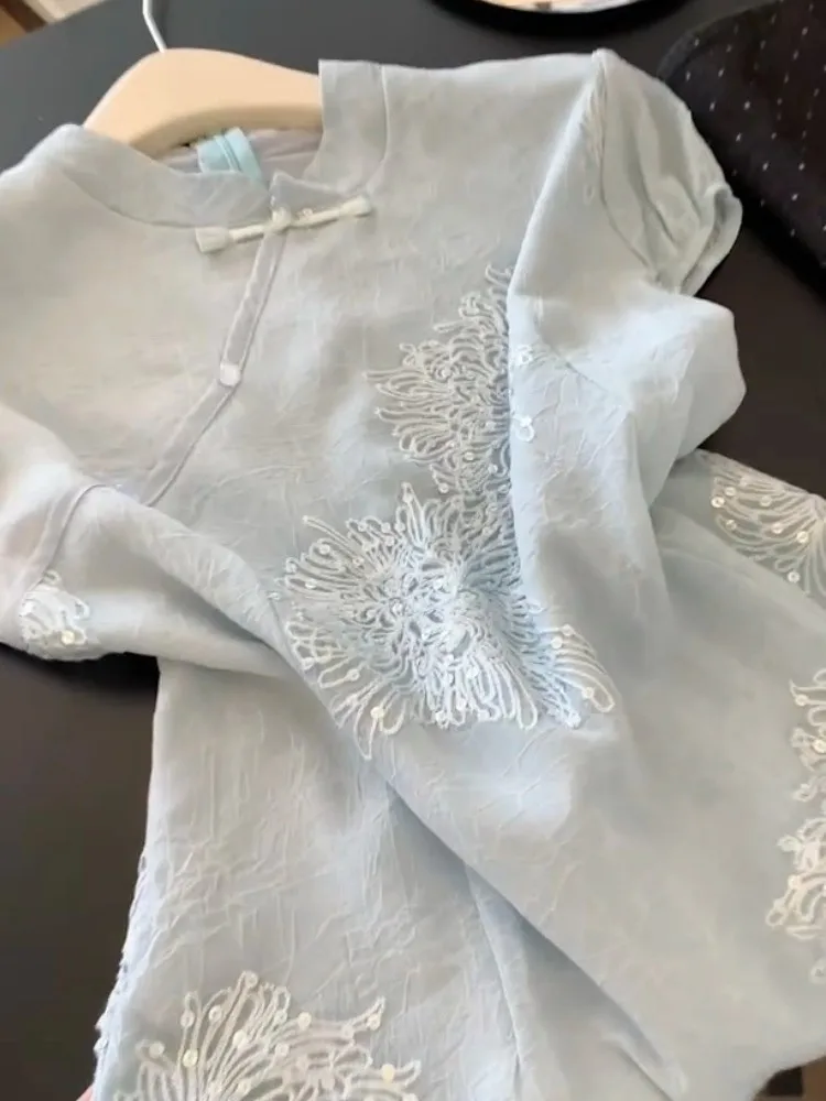 

Летний новый дизайн для похудения, мягкий национальный женский топ Senation, маленький универсальный элегантный роскошный молодежный топ